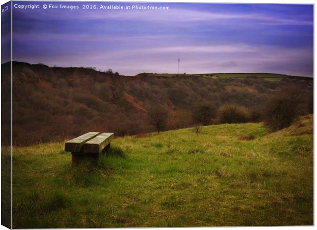 The bench in the valley Canvas Print by Derrick Fox Lomax