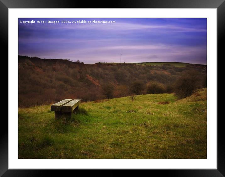 The bench in the valley Framed Mounted Print by Derrick Fox Lomax