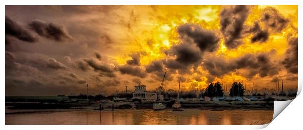 Sunset over Maldon in Essex Print by peter tachauer