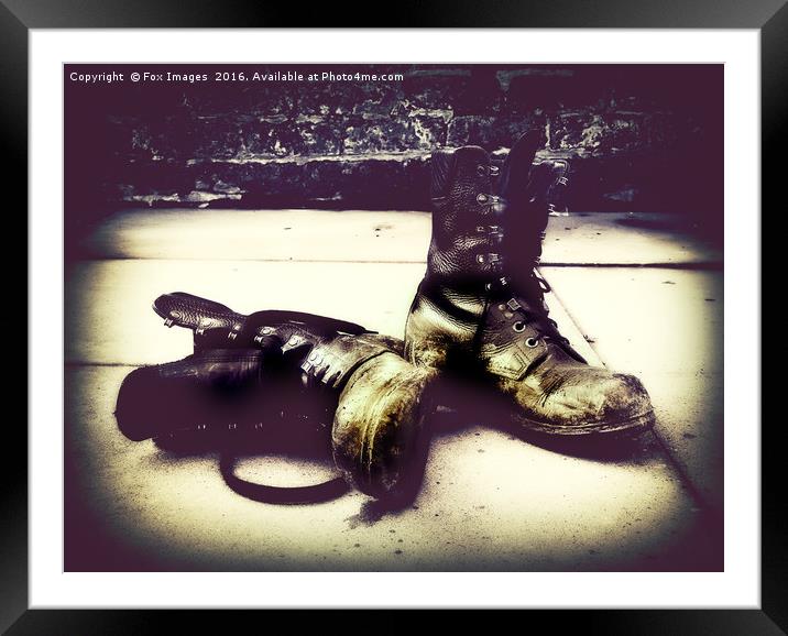 Old Boots Framed Mounted Print by Derrick Fox Lomax