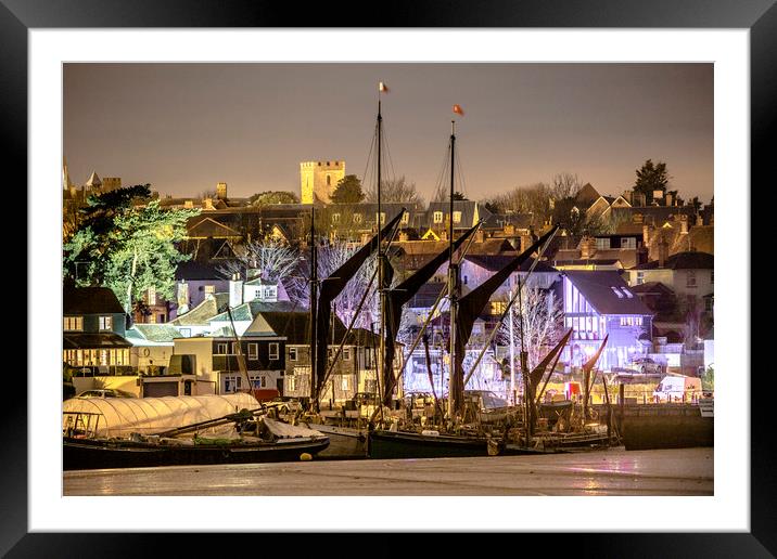 Maldon at Night Framed Mounted Print by peter tachauer