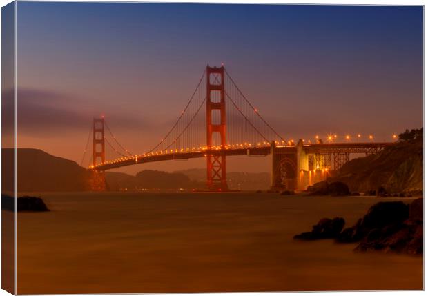Golden Gate Bridge at Sunset Canvas Print by Melanie Viola