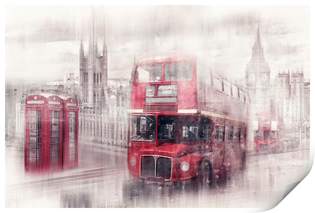 City-Art LONDON Westminster Collage Print by Melanie Viola