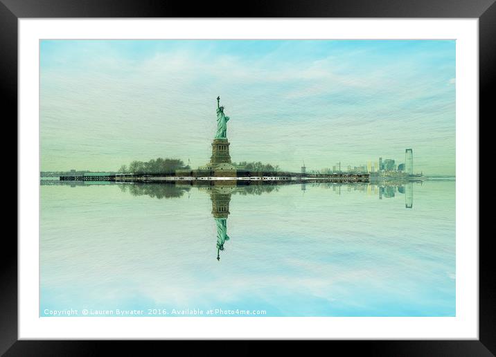 Statue and the City Framed Mounted Print by Lauren Bywater