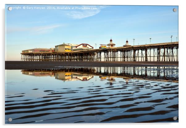 North Pier Reflections Acrylic by Gary Kenyon