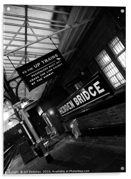 Hebden Bridge station Acrylic by Gill Redshaw