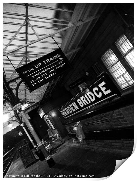 Hebden Bridge station Print by Gill Redshaw