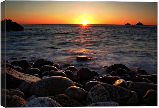 Sunset at Porth Nanven Canvas Print by Karl Butler
