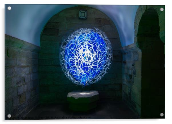 Blue and white light Orb Acrylic by andrew blakey