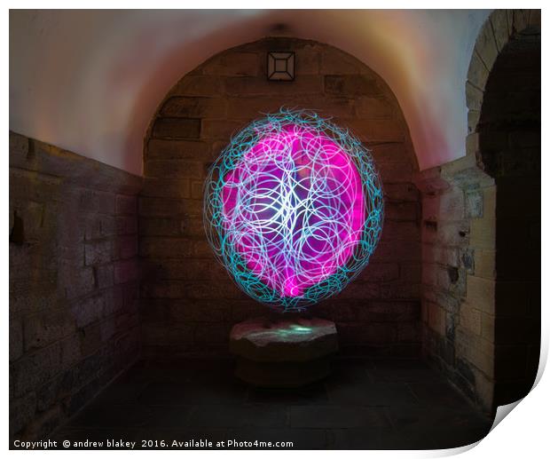 Pink and white Light orb Print by andrew blakey