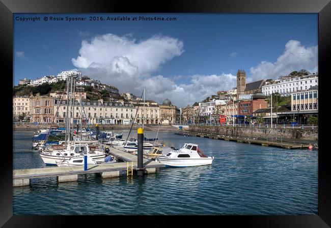Clouds gather over Torquay Harbour Framed Print by Rosie Spooner