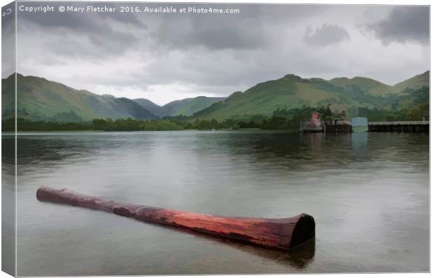 Ullswater Lake and Log Canvas Print by Mary Fletcher