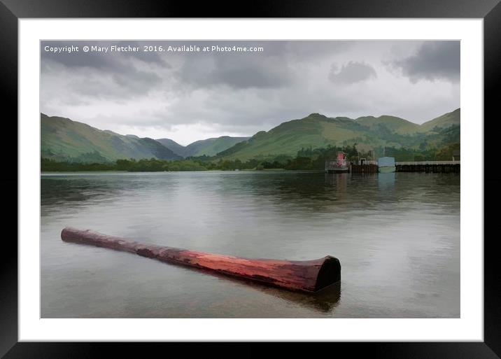 Ullswater Lake and Log Framed Mounted Print by Mary Fletcher