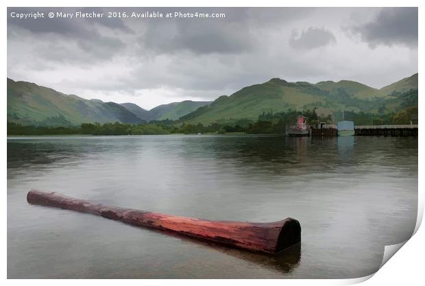 Ullswater Lake and Log Print by Mary Fletcher