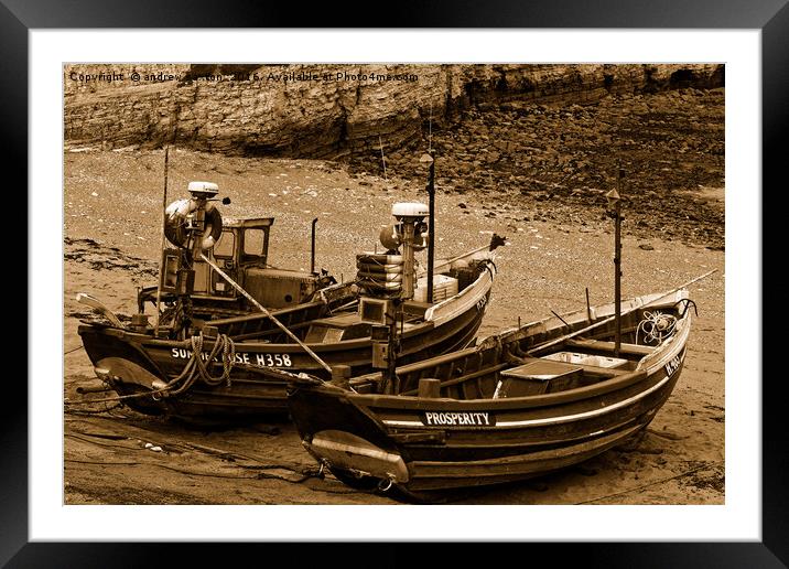 BEACH BOATS Framed Mounted Print by andrew saxton