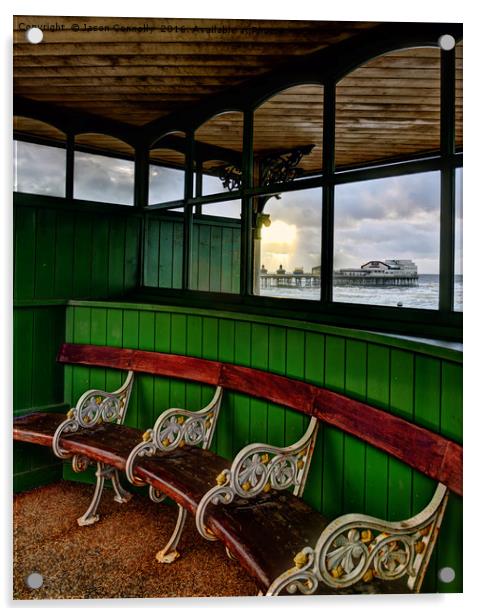 Blackpool promenade shelter Acrylic by Jason Connolly