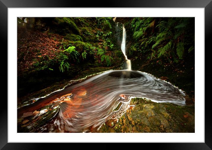 The Waterfall Below Dunkery Bridge Framed Mounted Print by graham young