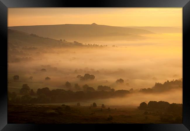 Golden mist in the Hope valley Framed Print by Andrew Kearton