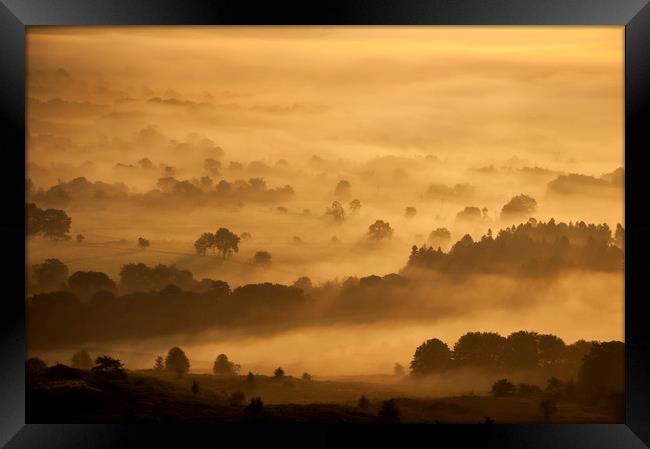 Golden mist over Castleton Framed Print by Andrew Kearton