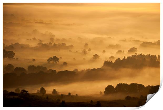 Golden mist over Castleton Print by Andrew Kearton