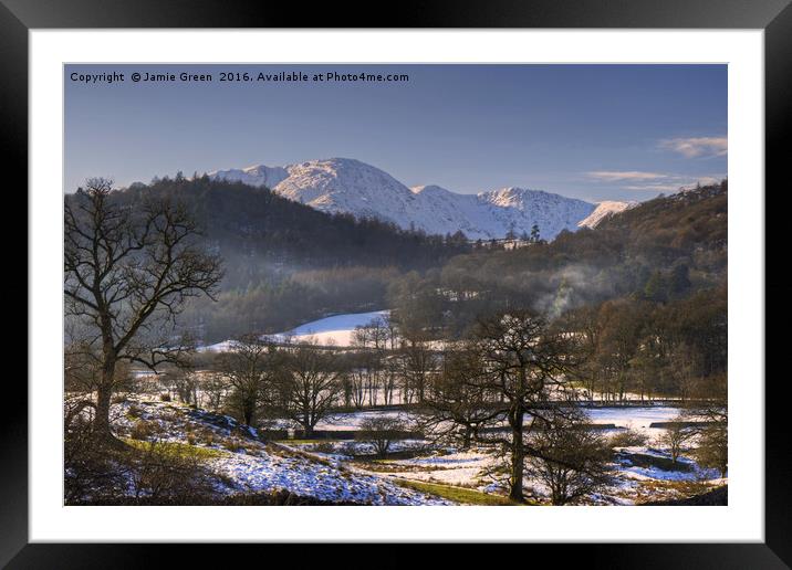 Wetherlam from Elterwater Framed Mounted Print by Jamie Green