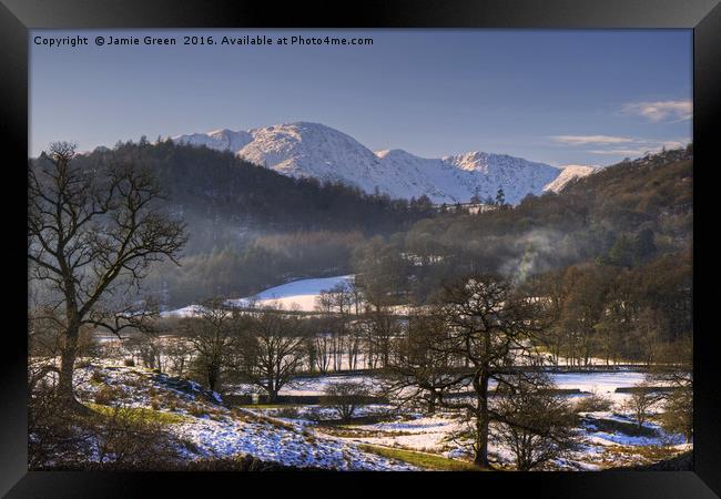 Wetherlam from Elterwater Framed Print by Jamie Green