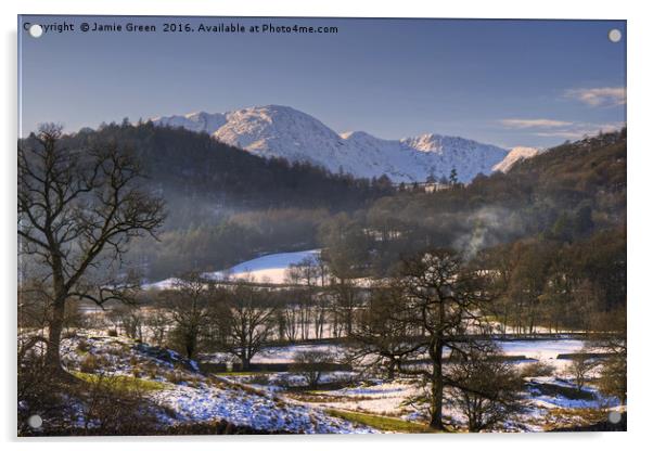 Wetherlam from Elterwater Acrylic by Jamie Green