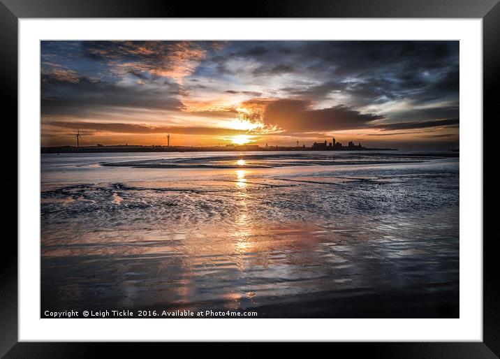 Liverpool Skyline Framed Mounted Print by Leigh Tickle