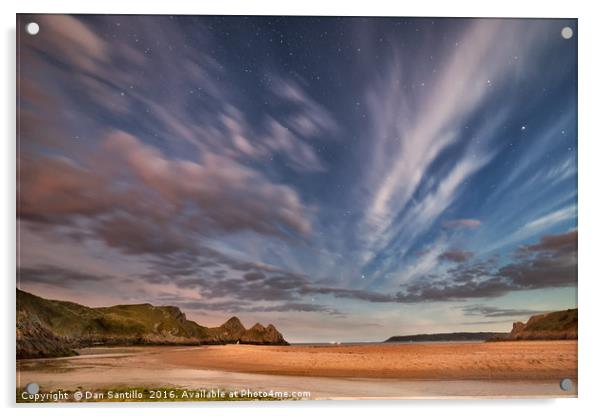 Three Cliffs in Blue Hour Acrylic by Dan Santillo