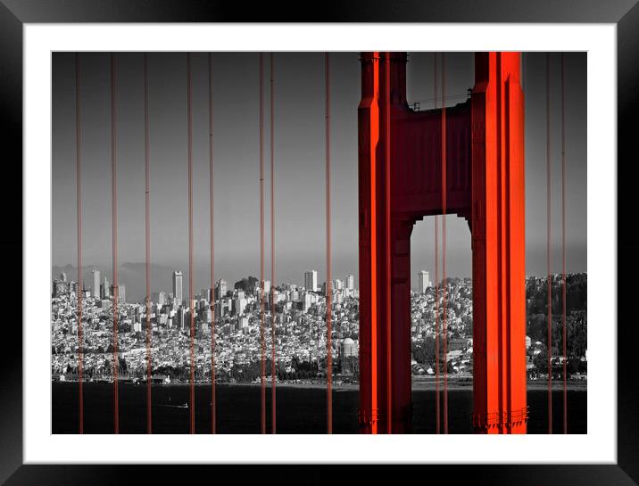 Golden Gate Bridge in Detail Framed Mounted Print by Melanie Viola