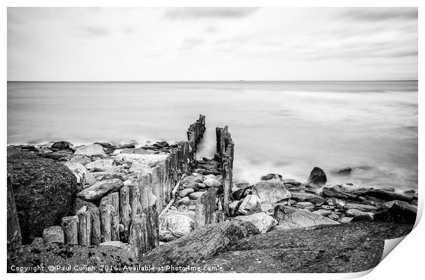 Lynmouth Sea defences. Print by Paul Cullen