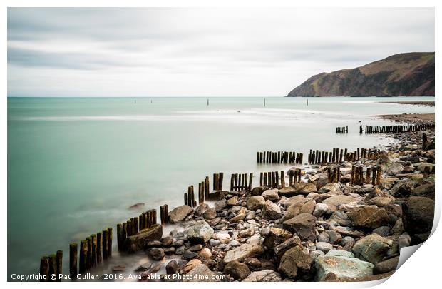 Sea Defences at Lynmouth Devon. Print by Paul Cullen