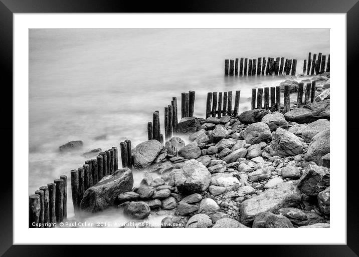 Sea Defences at Lynmouth Devon. Monochrome. Framed Mounted Print by Paul Cullen