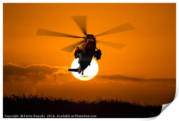 rescue helicopter Print by Kelvin Rumsby