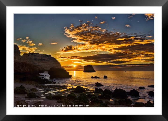 Autumn Sunrise over Rocky Beach Framed Mounted Print by Tony Purbrook