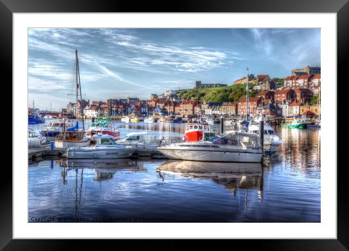 Fishing boats in Whitby Harbour Framed Mounted Print by colin potts