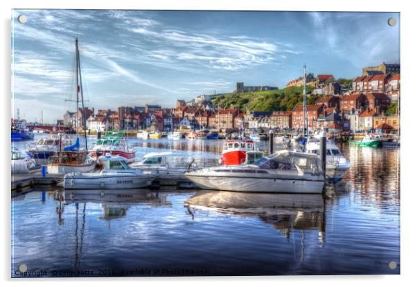 Fishing boats in Whitby Harbour Acrylic by colin potts