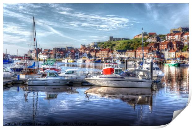 Fishing boats in Whitby Harbour Print by colin potts