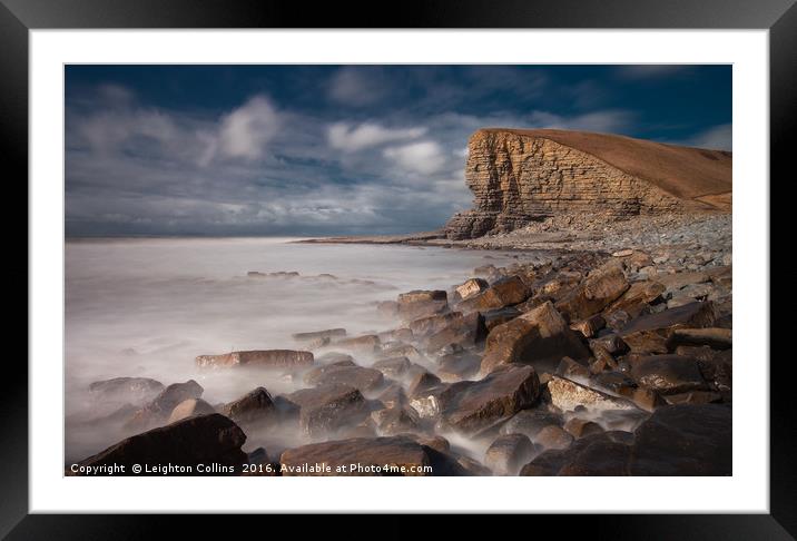 The Welsh Sphinx at Nash Point Framed Mounted Print by Leighton Collins