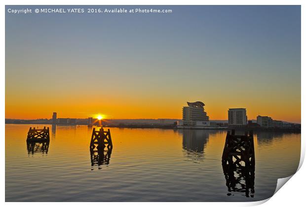 Cardiff Harbour Sunset Print by MICHAEL YATES