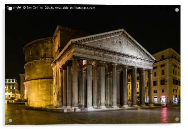 The Pantheon at Night Acrylic by Ian Collins