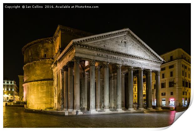 The Pantheon at Night Print by Ian Collins