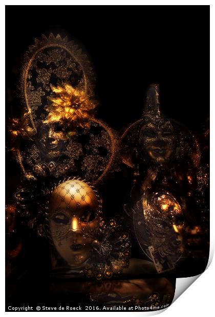 Masque; Black & Gold Print by Steve de Roeck