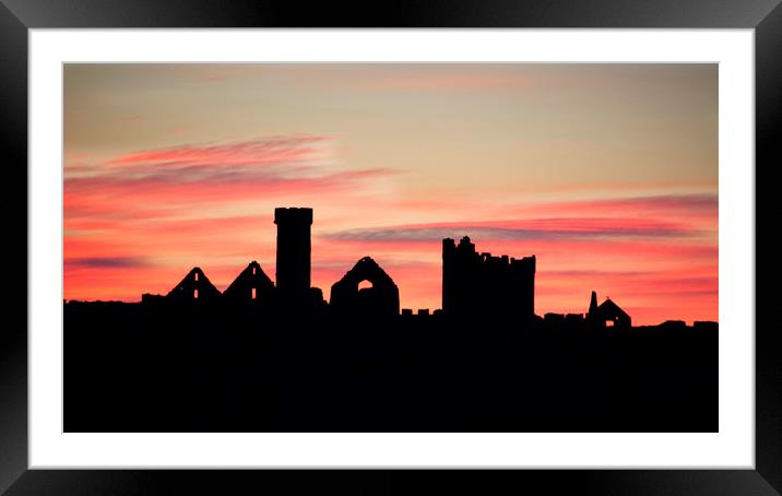 Peel Castle Sunset Isle of Man Framed Mounted Print by Julie  Chambers