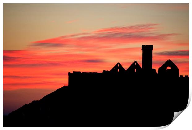 Peel Castle Sunset Isle of Man Print by Julie  Chambers