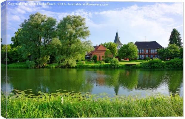 Idyllic Countryside in Northern Germany Canvas Print by Gisela Scheffbuch