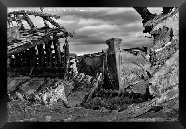 Abandoned Boats On The Banks Of The River Wyre Framed Print by Gary Kenyon