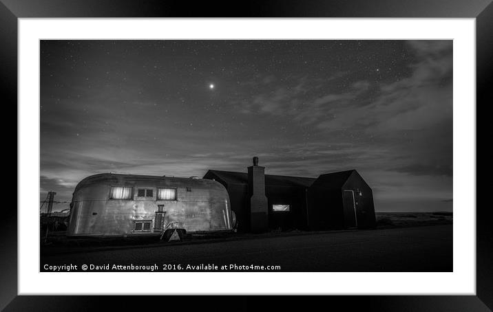 Dungeness House & Airstream under the stars Framed Mounted Print by David Attenborough