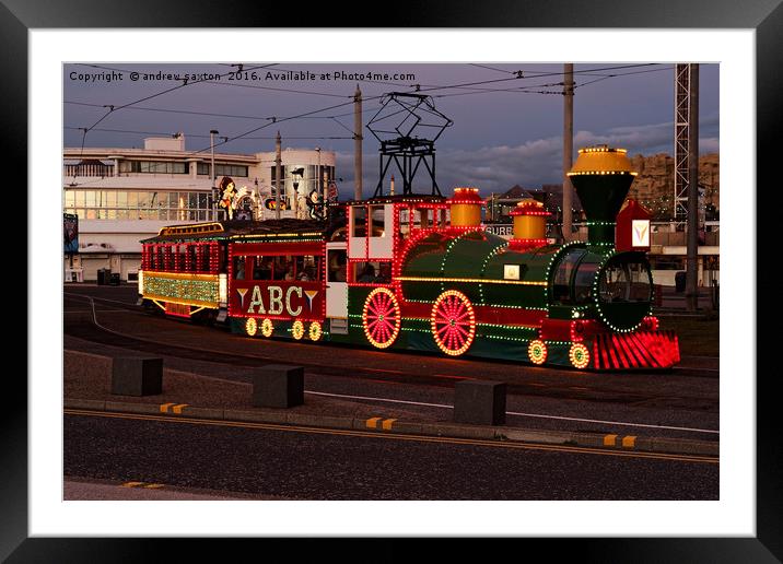 THE TRAINS HERE Framed Mounted Print by andrew saxton