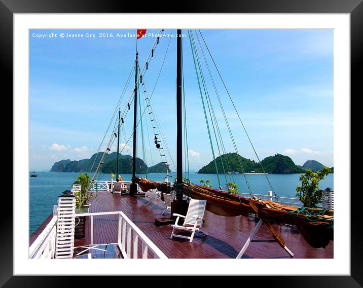 Enjoying Halong Bay on the Boat Framed Mounted Print by Jeanne Ong